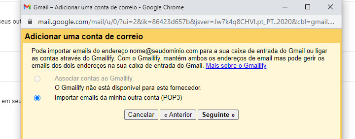 Receber e-mail de outra conta no Gmail - Passo 4